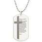 Lord's Prayer Russian Engraved Dog Tag Necklace Stainless Steel or 18k Gold w 24" Chain-Express Your Love Gifts
