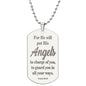 Angels Protect Psalm 91.11 Engraved Dog Tag Necklace Stainless Steel or 18k Gold w 24" Chain-Express Your Love Gifts