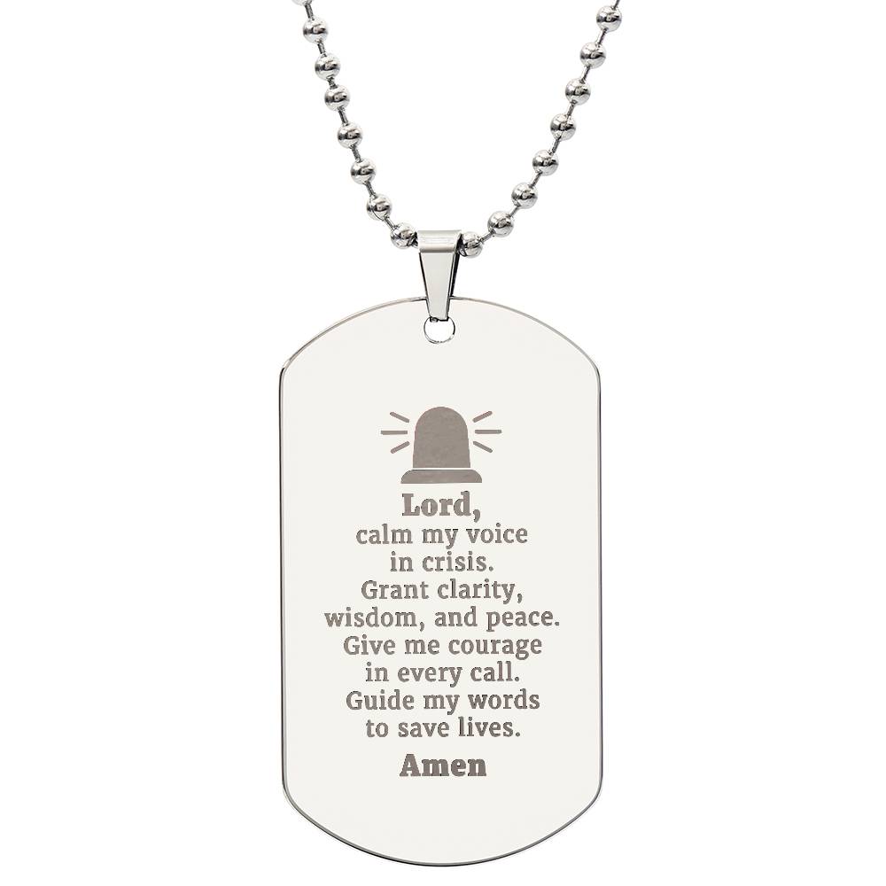 Dispatcher's Prayer Engraved Dog Tag Necklace Stainless Steel or 18k Gold w 24" Chain-Express Your Love Gifts