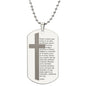 Lords Prayer Spanish Padre Nuestro Engraved Dog Tag Necklace Stainless Steel or 18k Gold w 24" Chain-Express Your Love Gifts