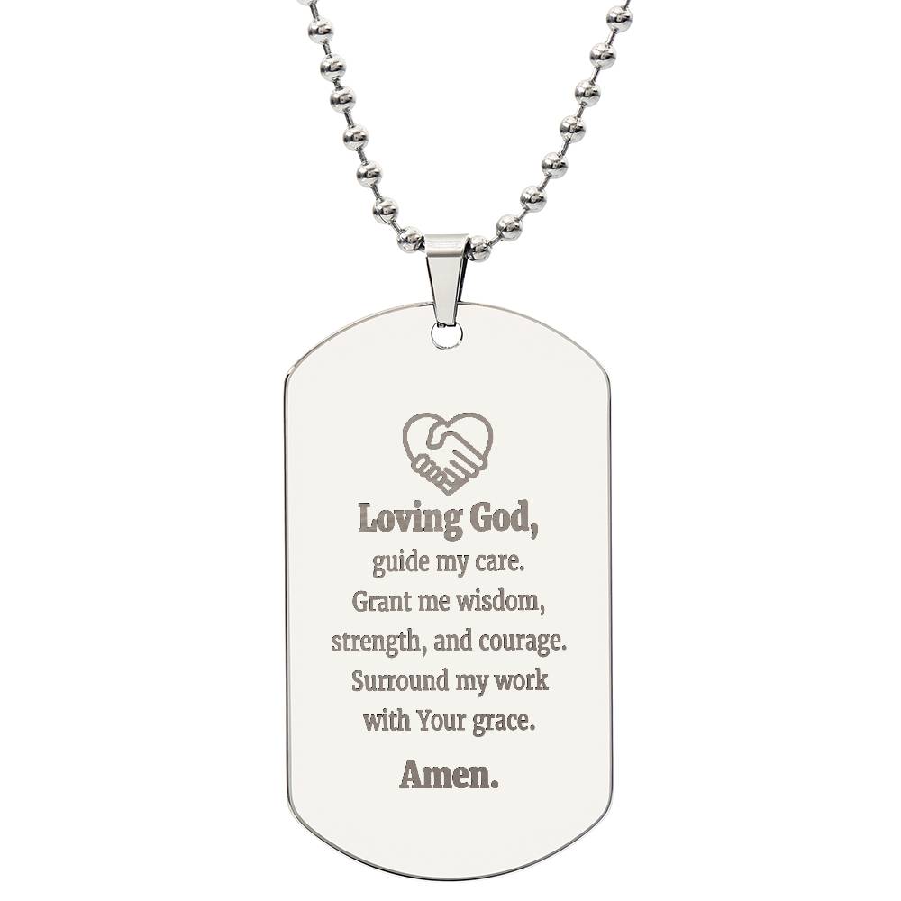 Social Worker's Prayer Engraved Dog Tag Necklace Stainless Steel or 18k Gold w 24" Chain-Express Your Love Gifts