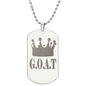 GOAT Greatest of All Time Engraved Dog Tag Necklace Stainless Steel or 18k Gold w 24" Chain-Express Your Love Gifts