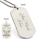 Psalm 91 Refuge Under His Wings Engraved Dog Tag Necklace Stainless Steel or 18k Gold w 24" Chain-Express Your Love Gifts