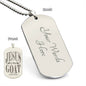 Jesus is the GOAT Matthew 28.18 Engraved Dog Tag Necklace Stainless Steel or 18k Gold w 24" Chain-Express Your Love Gifts