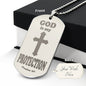 God is My Protection Psalm 91 Engraved Dog Tag Necklace Stainless Steel or 18k Gold w 24" Chain-Express Your Love Gifts