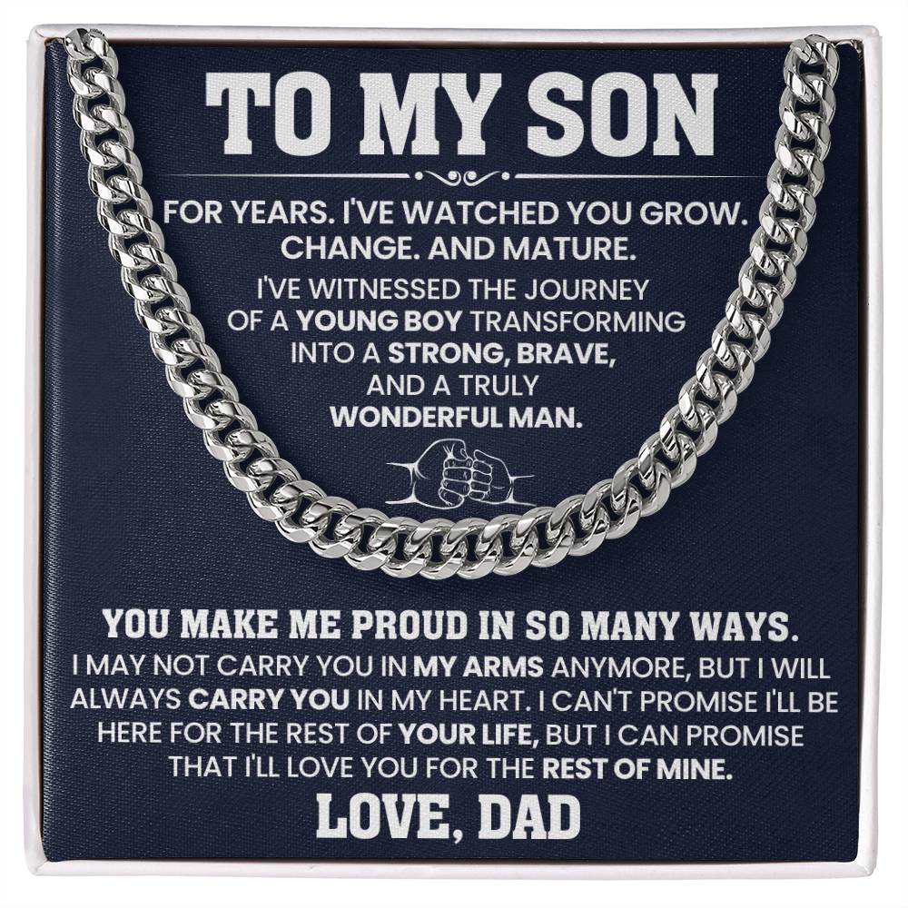 To My Son – I've Watched You Grow Cuban Link Chain Necklace-Express Your Love Gifts