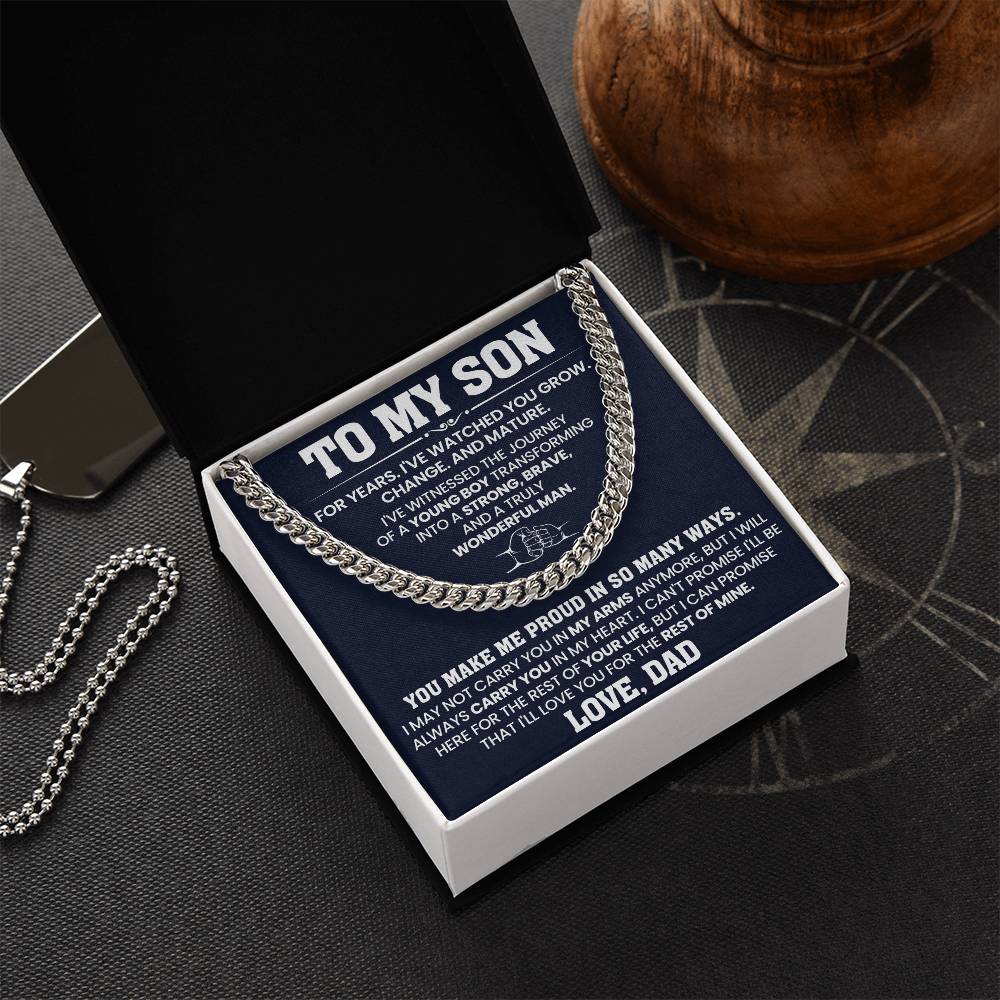 To My Son – I've Watched You Grow Cuban Link Chain Necklace-Express Your Love Gifts