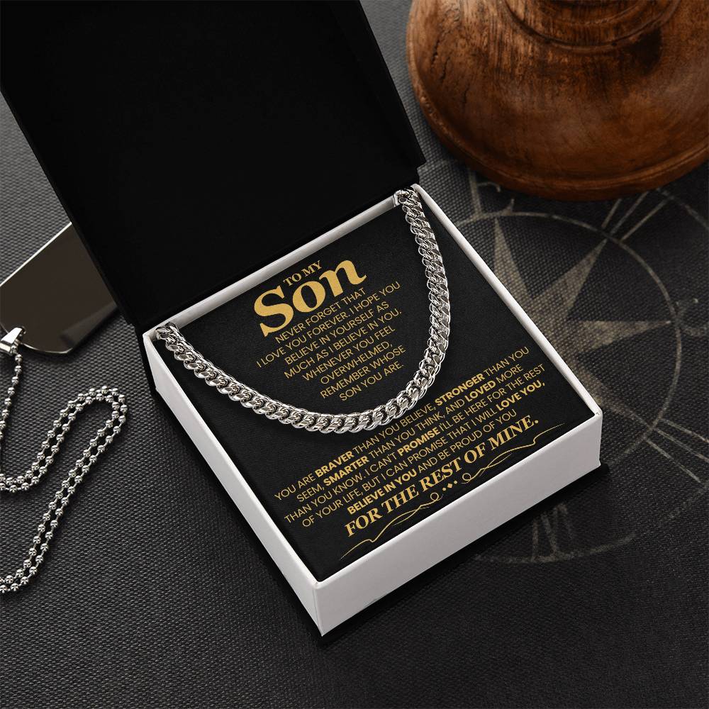 To My Son – For the Rest of Mine Cuban Link Chain Necklace-Express Your Love Gifts