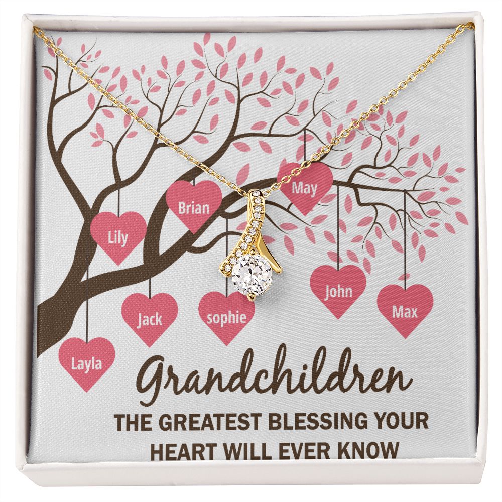 Grandchildren the Greatest Blessing Alluring Ribbon Necklace-Express Your Love Gifts
