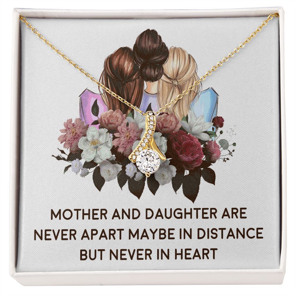 Mother and Daughter Never Apart Alluring Ribbon Necklace-Express Your Love Gifts