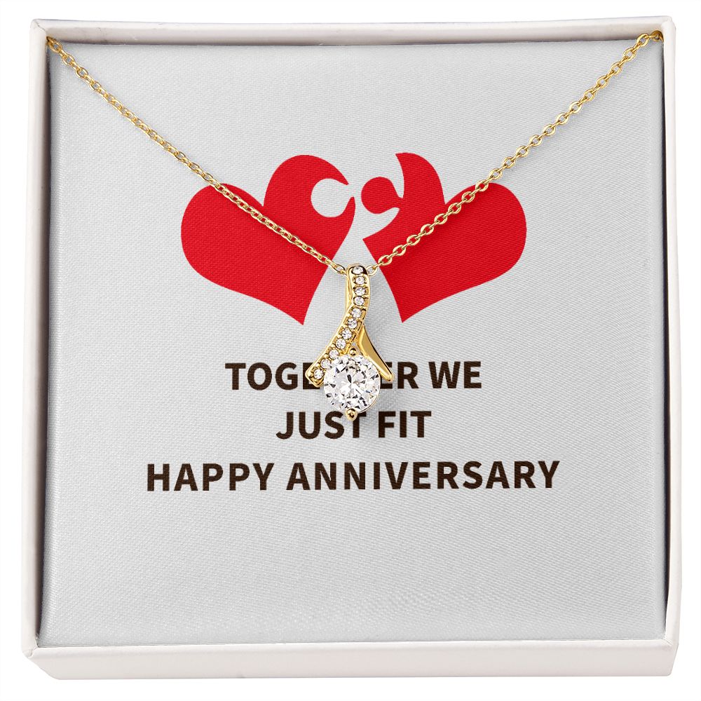 Together We Just Fit Alluring Ribbon Necklace-Express Your Love Gifts