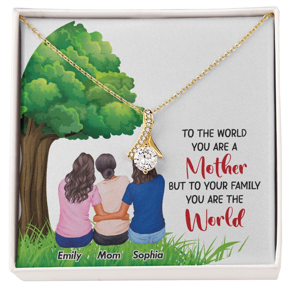 To The World You Are a Mother Alluring Ribbon Necklace-Express Your Love Gifts