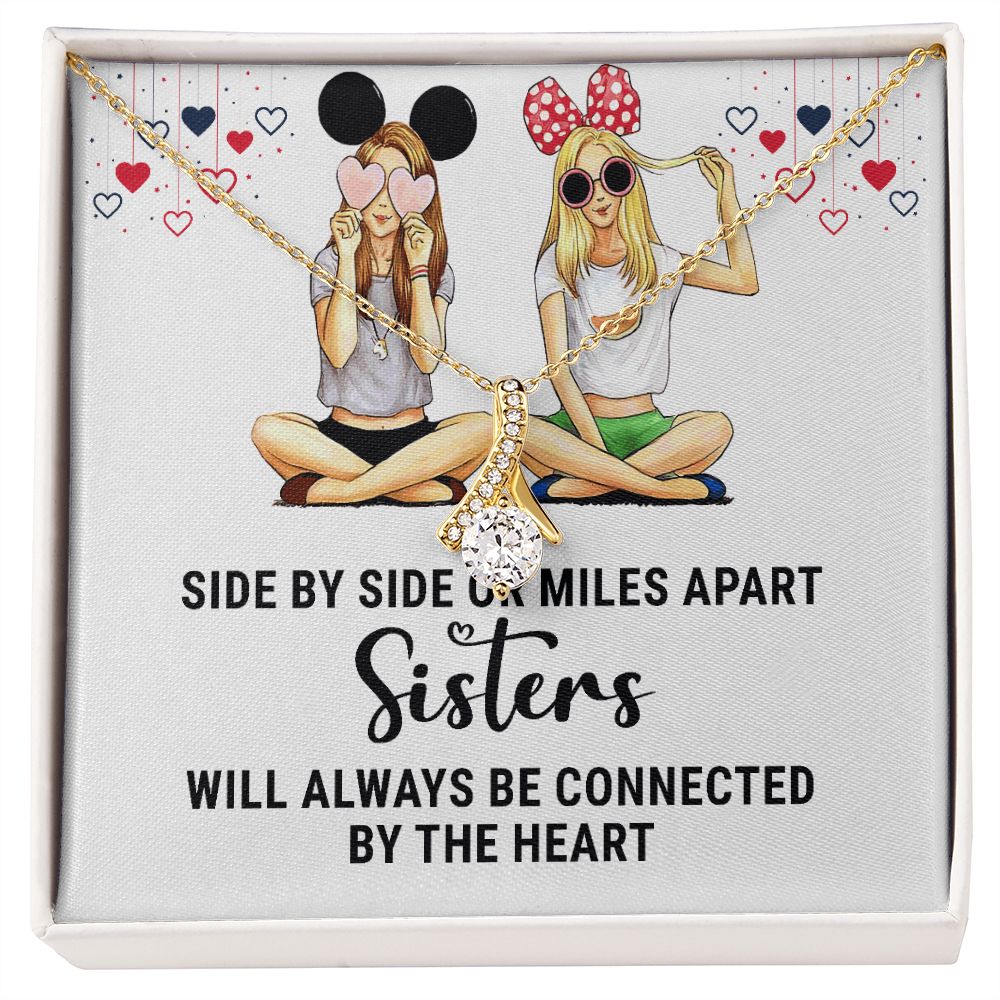 Sisters Connected by The Heart Alluring Ribbon Necklace-Express Your Love Gifts