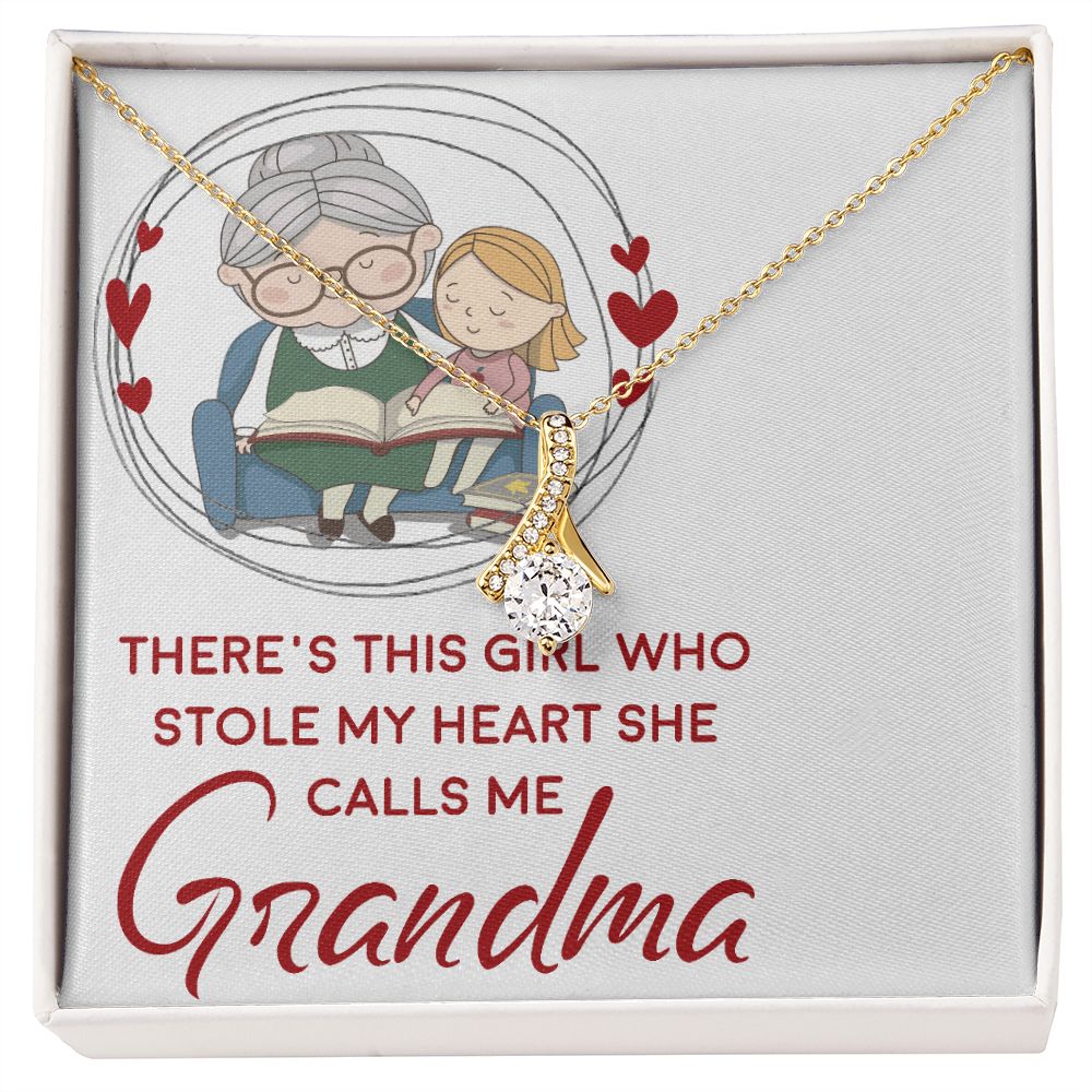 Girl Stole My Haert Calls Me Grandma Alluring Ribbon Necklace-Express Your Love Gifts