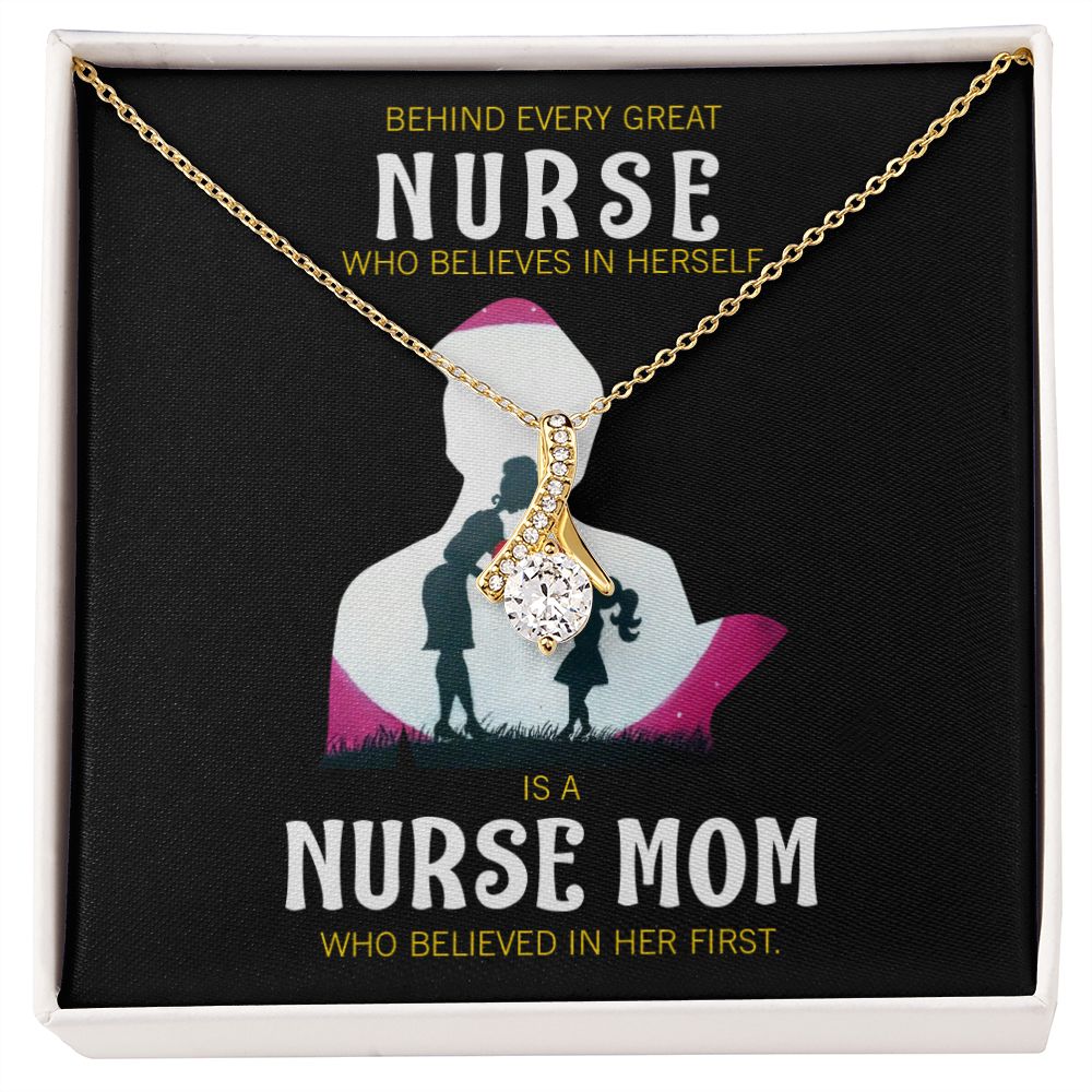 Behind Every Mom Nurse Alluring Ribbon Necklace-Express Your Love Gifts