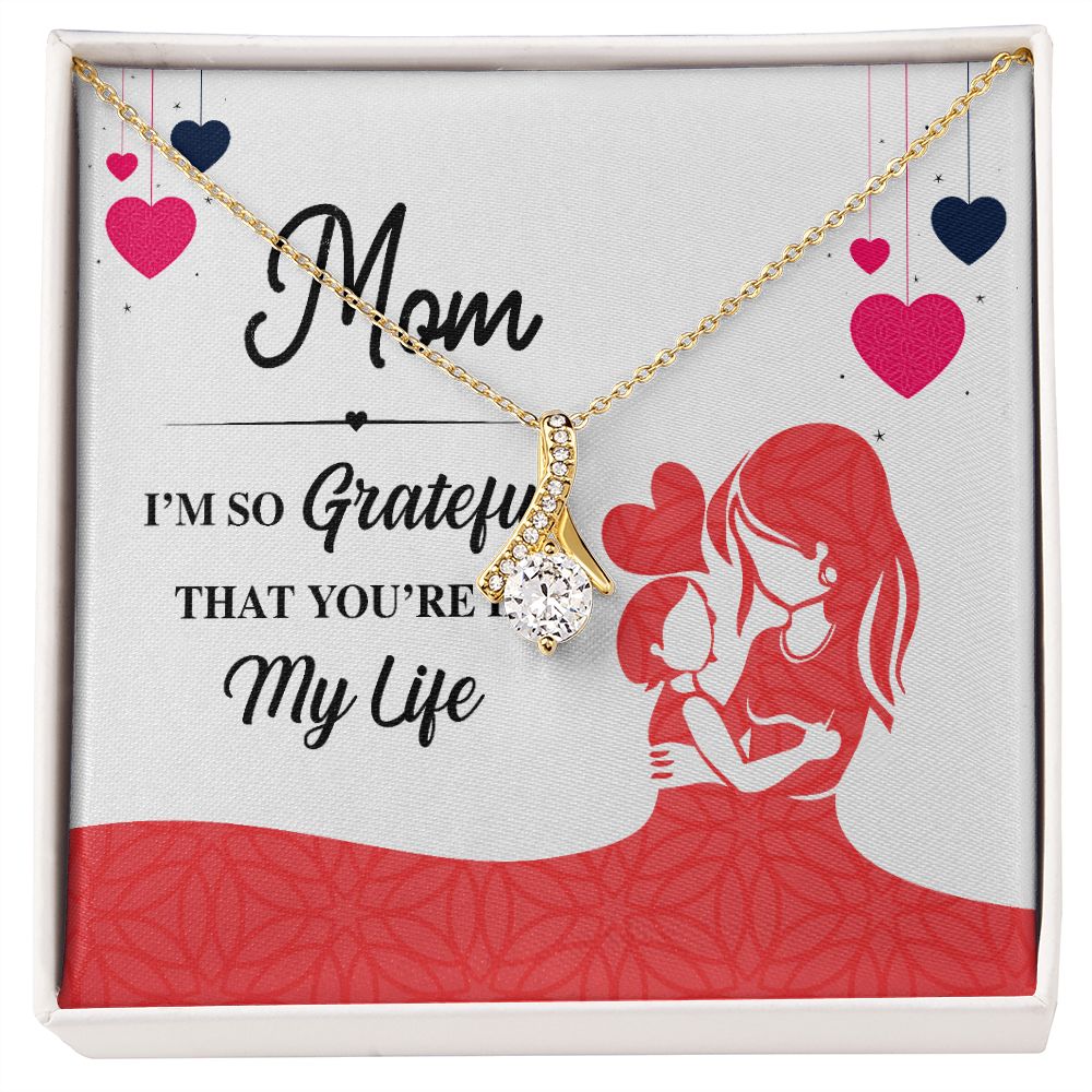 Mom I'm So Grateful Alluring Ribbon Necklace-Express Your Love Gifts