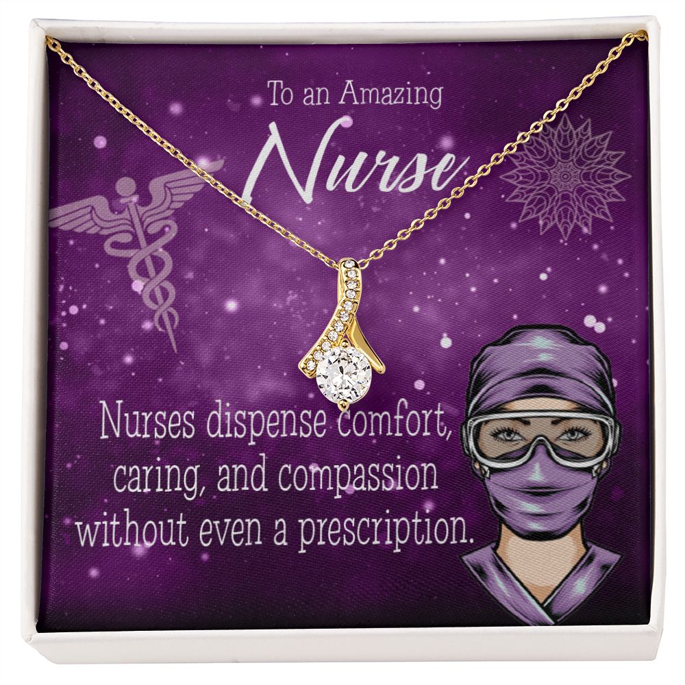 Nurse RN Caduceus Alluring Ribbon Necklace-Express Your Love Gifts
