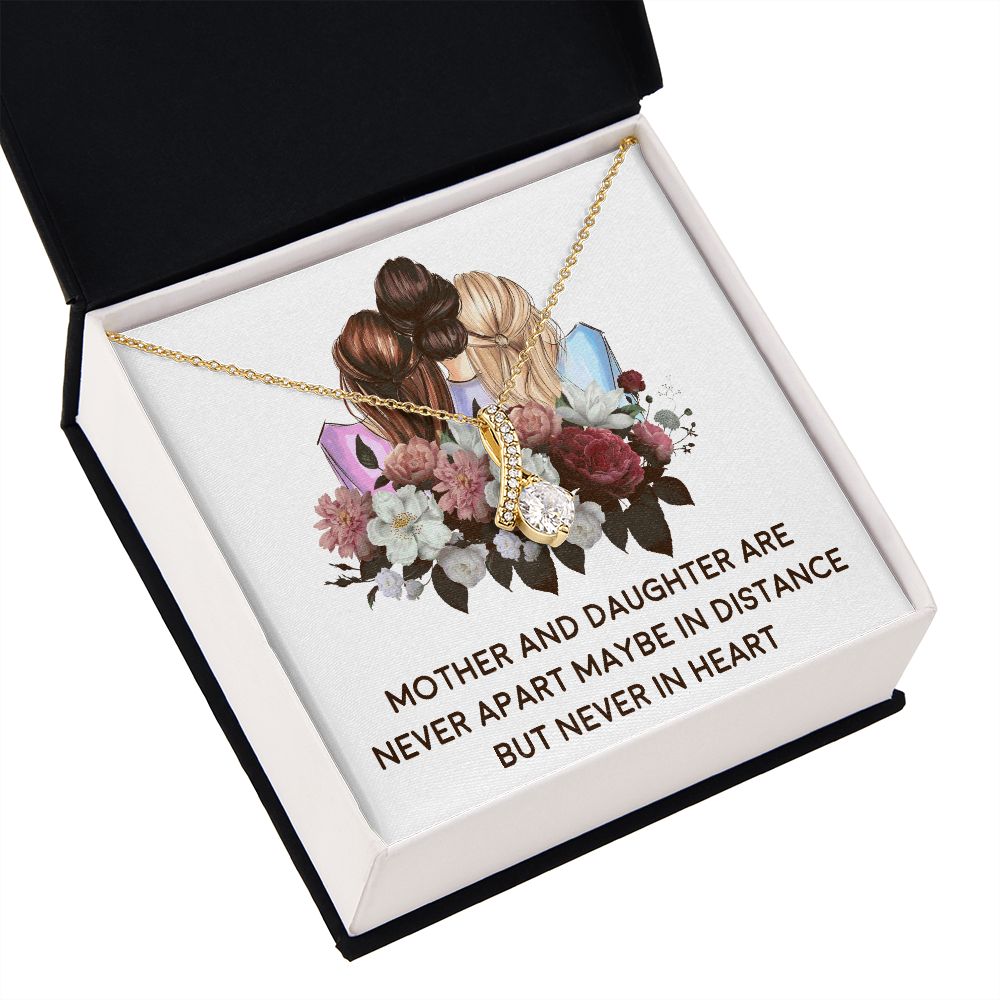 Mother and Daughter Never Apart Alluring Ribbon Necklace-Express Your Love Gifts