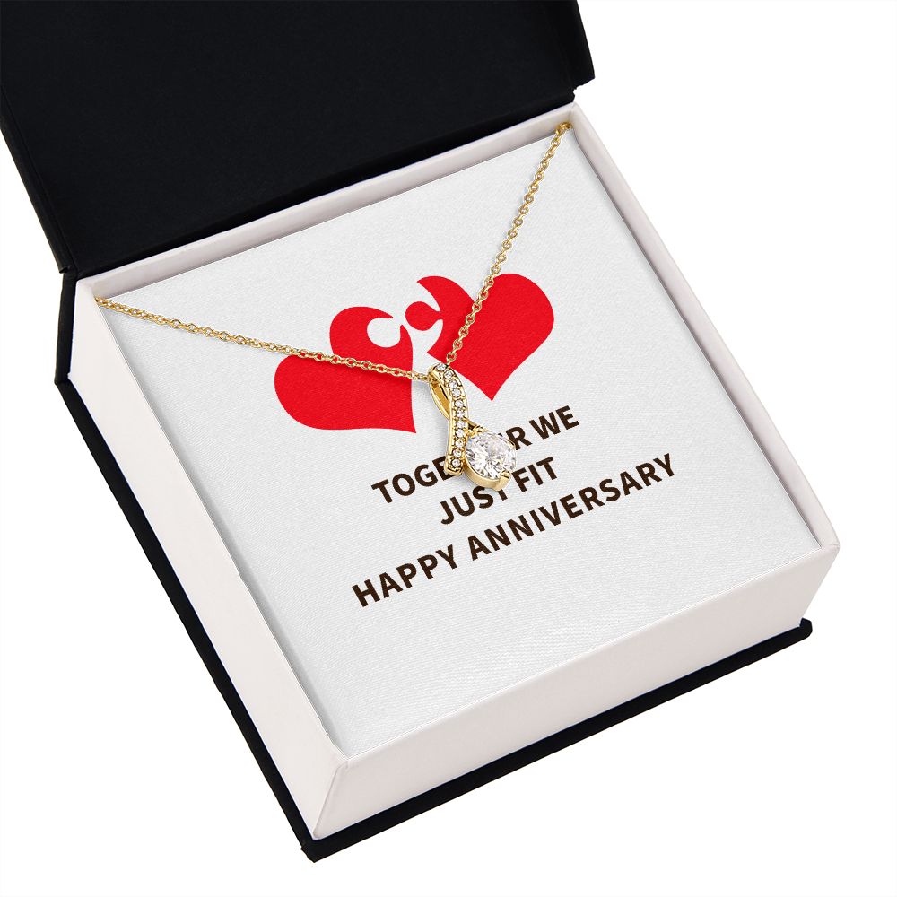 Together We Just Fit Alluring Ribbon Necklace-Express Your Love Gifts