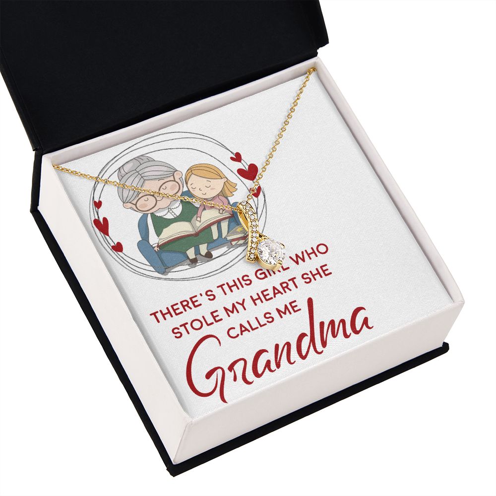 Girl Stole My Haert Calls Me Grandma Alluring Ribbon Necklace-Express Your Love Gifts