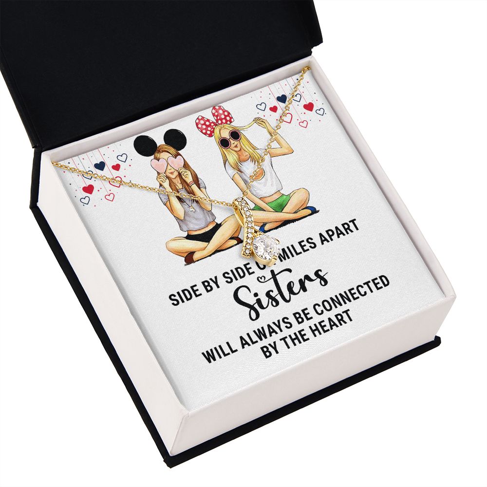 Sisters Connected by The Heart Alluring Ribbon Necklace-Express Your Love Gifts