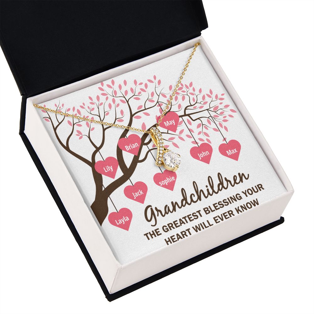 Grandchildren the Greatest Blessing Alluring Ribbon Necklace-Express Your Love Gifts