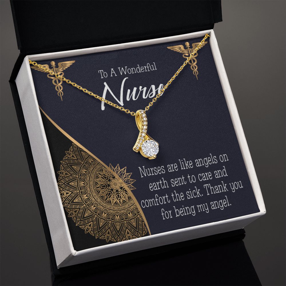 Nurses are Like Angels Alluring Ribbon Necklace-Express Your Love Gifts