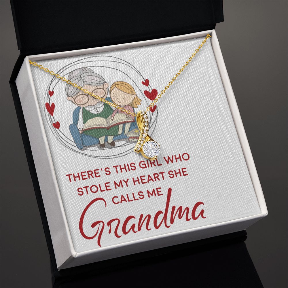Girl Stole My Haert Calls Me Grandma Alluring Ribbon Necklace-Express Your Love Gifts