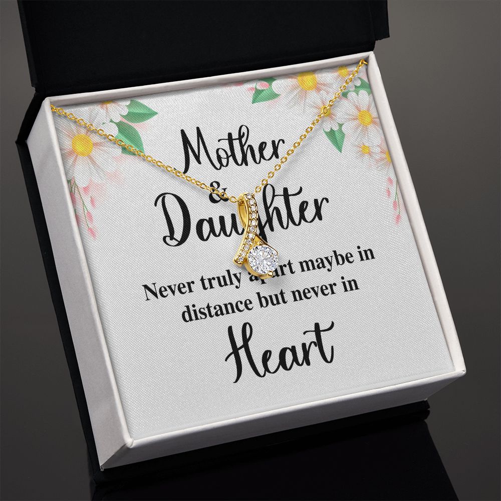 Mother and Daughter Never Truly Apart Alluring Ribbon Necklace-Express Your Love Gifts