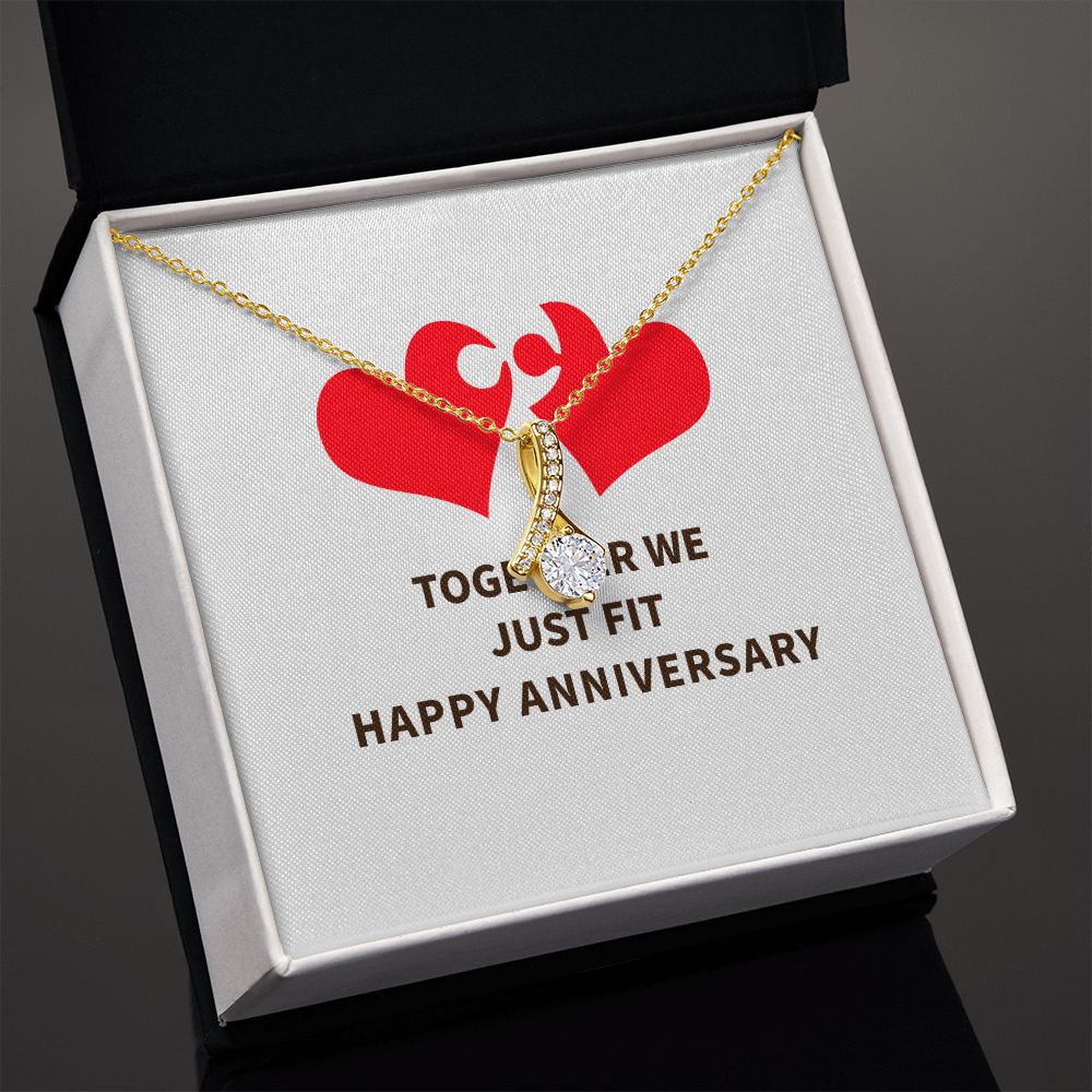 Together We Just Fit Alluring Ribbon Necklace-Express Your Love Gifts