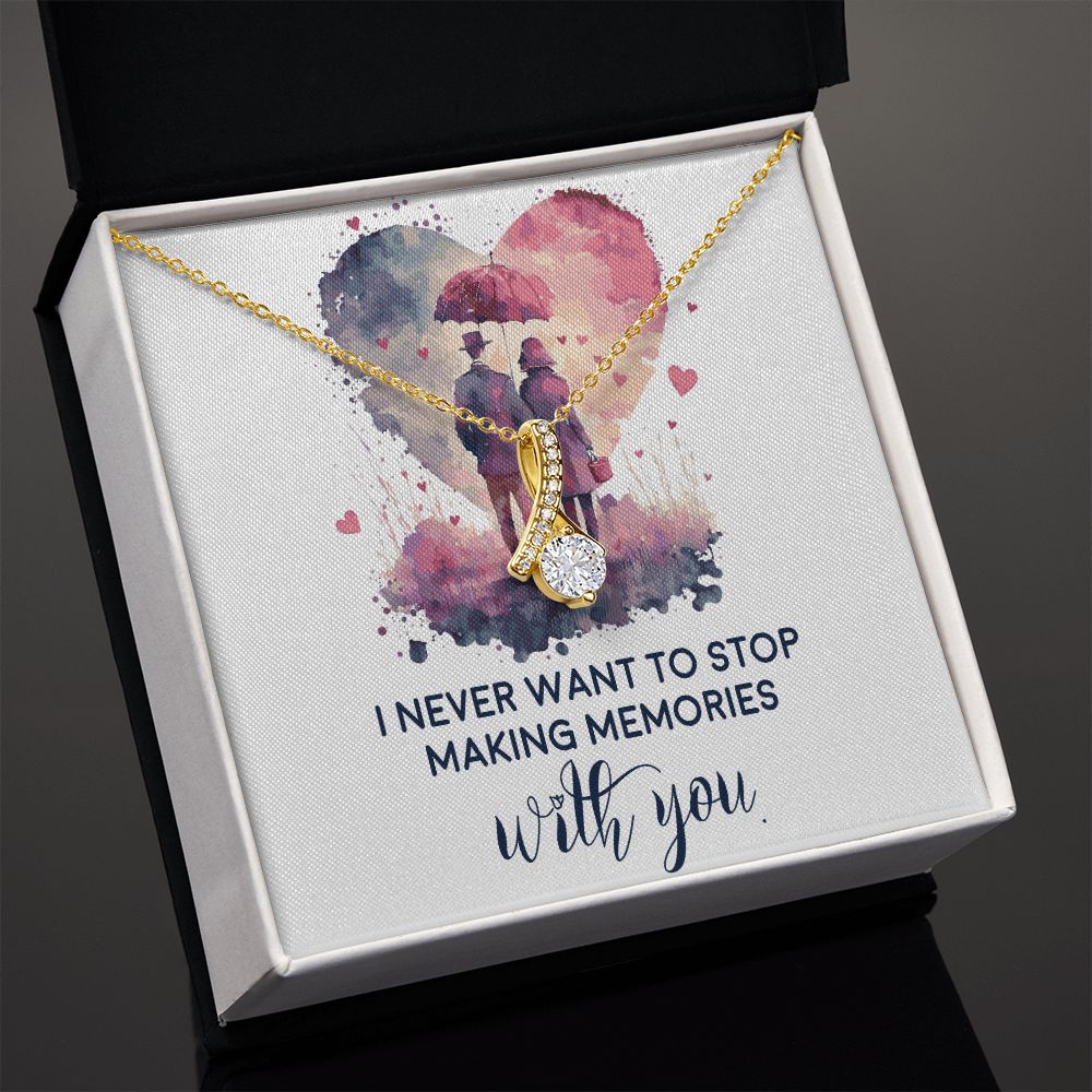 Never Stop Making Memories Alluring Ribbon Necklace-Express Your Love Gifts