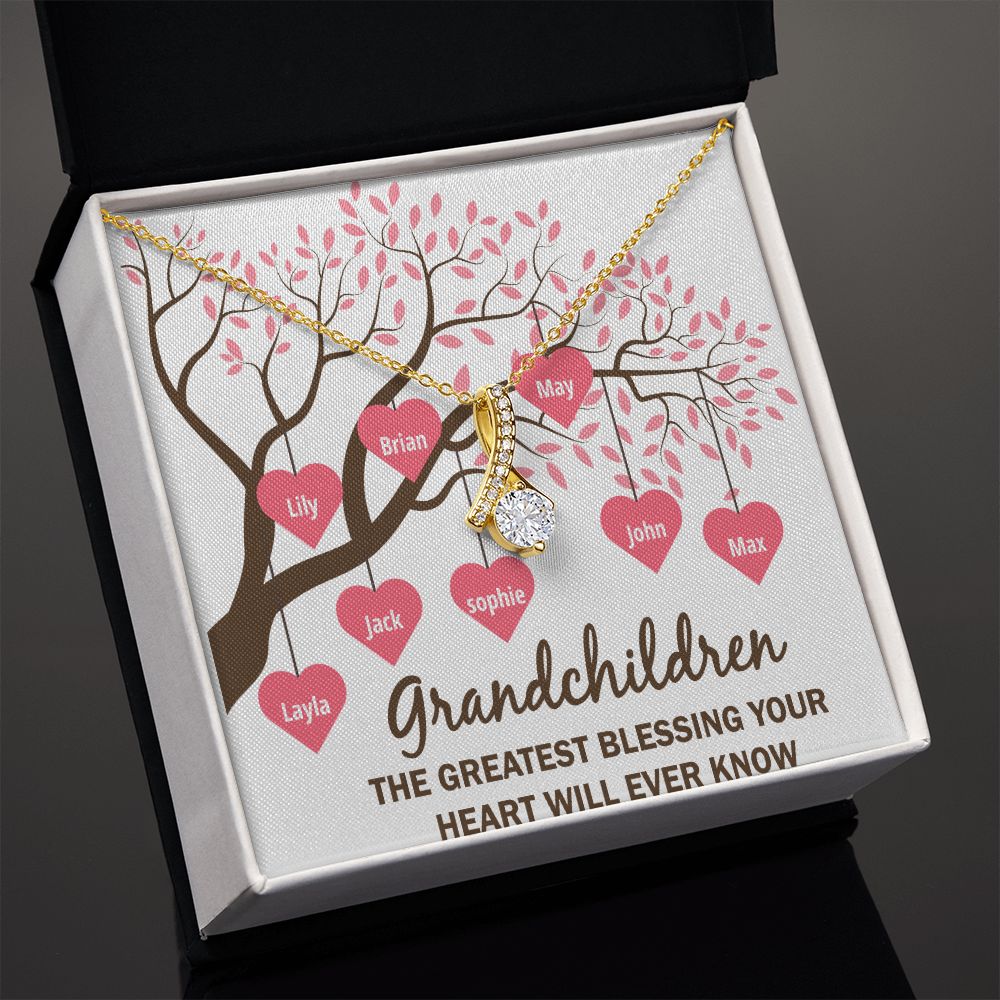 Grandchildren the Greatest Blessing Alluring Ribbon Necklace-Express Your Love Gifts