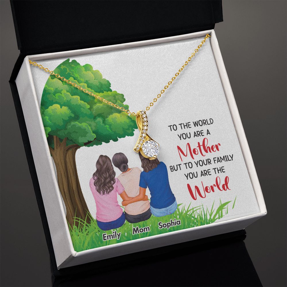To The World You Are a Mother Alluring Ribbon Necklace-Express Your Love Gifts