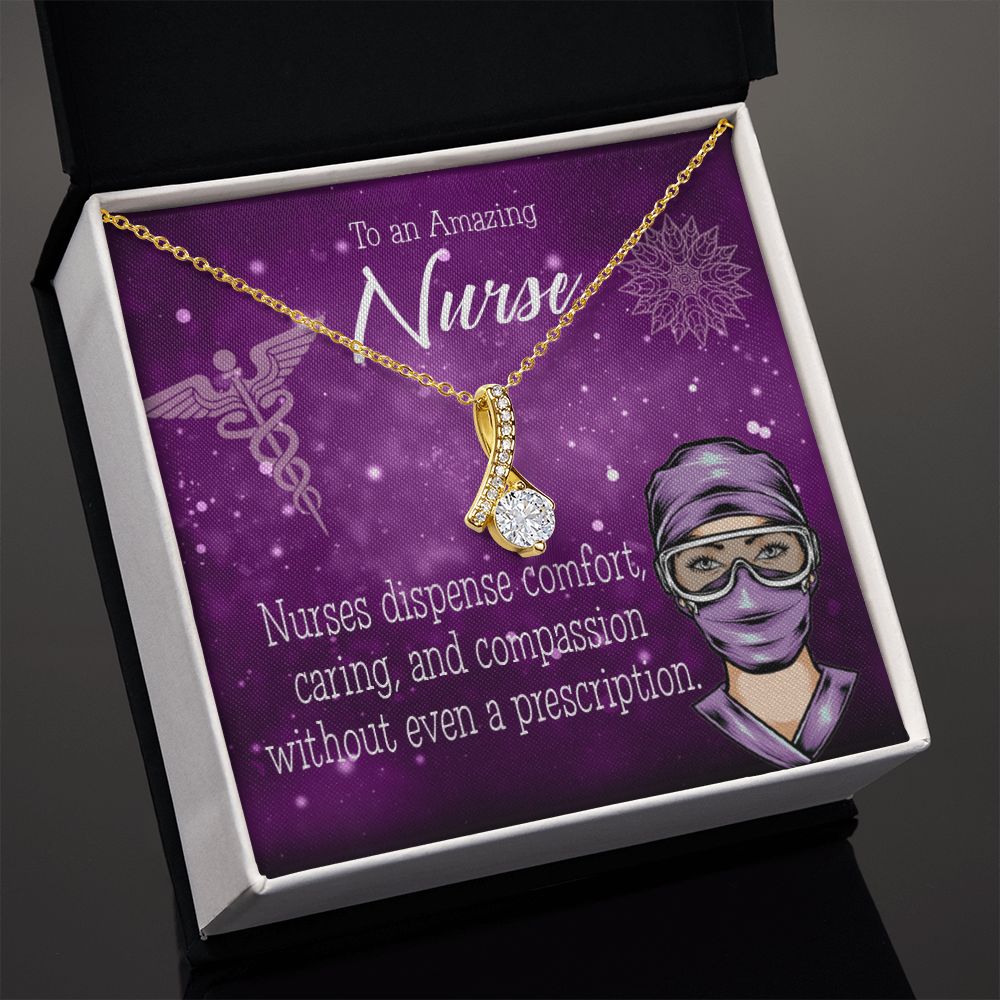 Nurse RN Caduceus Alluring Ribbon Necklace-Express Your Love Gifts