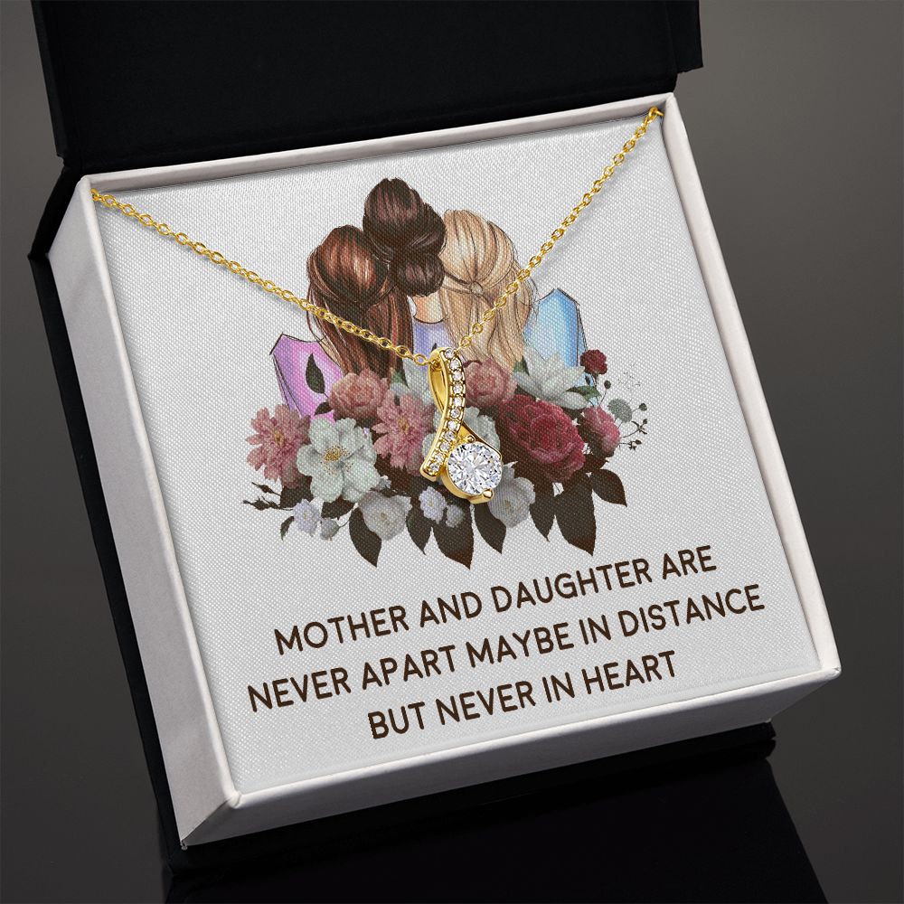 Mother and Daughter Never Apart Alluring Ribbon Necklace-Express Your Love Gifts