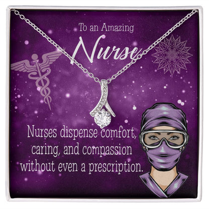 Nurse RN Caduceus Alluring Ribbon Necklace-Express Your Love Gifts