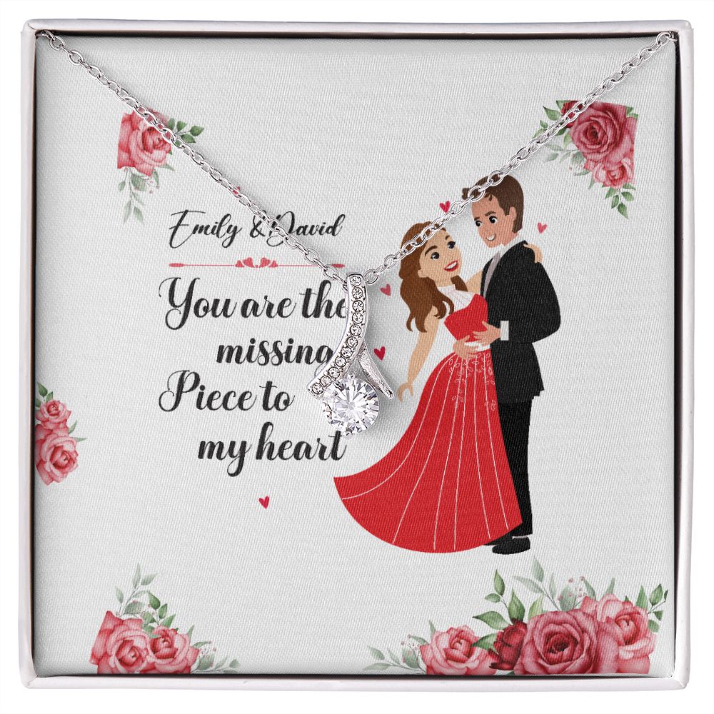 You Are The Missing Piece to My Heart Alluring Ribbon Necklace-Express Your Love Gifts