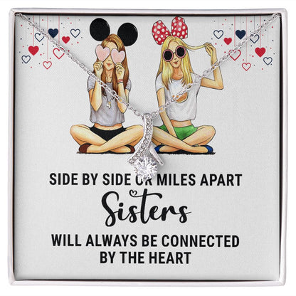 Sisters Connected by The Heart Alluring Ribbon Necklace-Express Your Love Gifts