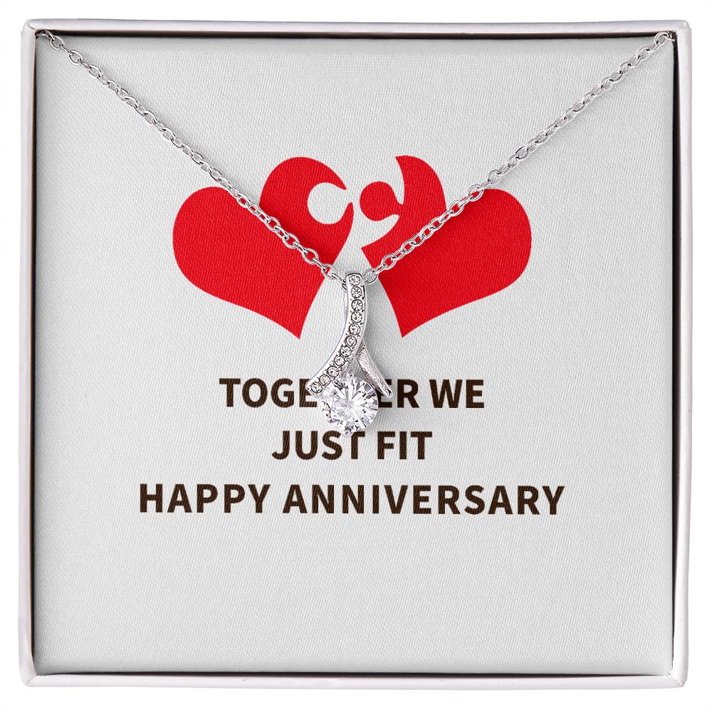 Together We Just Fit Alluring Ribbon Necklace-Express Your Love Gifts