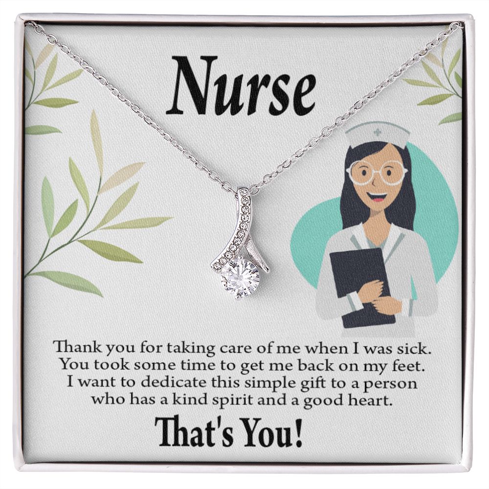 Simple Thank You Nurse Alluring Ribbon Necklace-Express Your Love Gifts