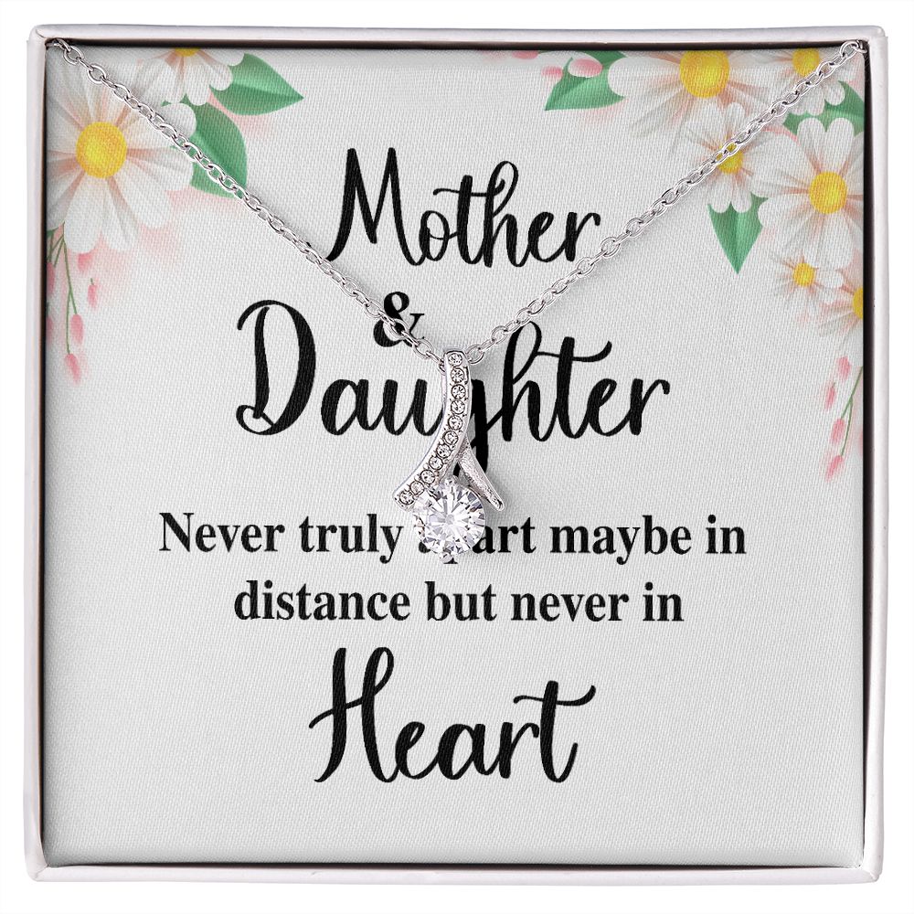 Mother and Daughter Never Truly Apart Alluring Ribbon Necklace-Express Your Love Gifts