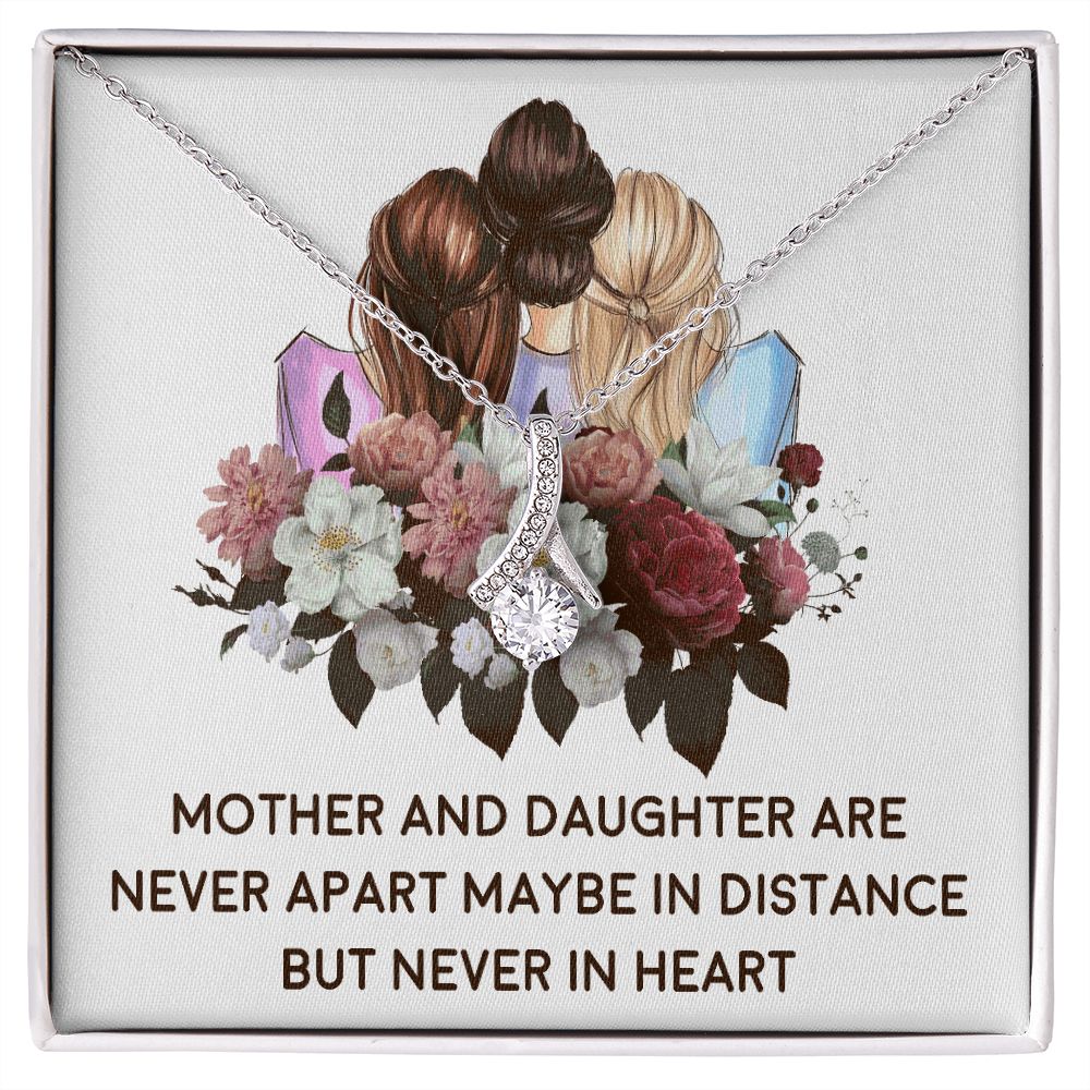 Mother and Daughter Never Apart Alluring Ribbon Necklace-Express Your Love Gifts