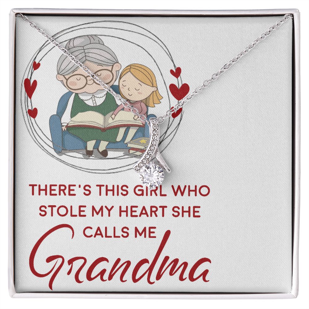 Girl Stole My Haert Calls Me Grandma Alluring Ribbon Necklace-Express Your Love Gifts