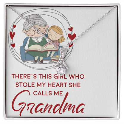 Girl Stole My Haert Calls Me Grandma Alluring Ribbon Necklace-Express Your Love Gifts