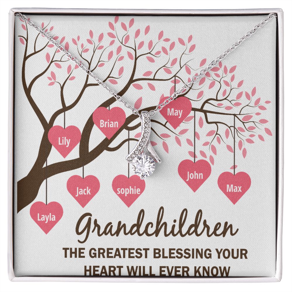Grandchildren the Greatest Blessing Alluring Ribbon Necklace-Express Your Love Gifts