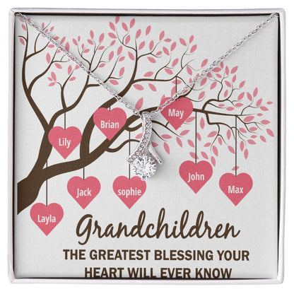 Grandchildren the Greatest Blessing Alluring Ribbon Necklace-Express Your Love Gifts