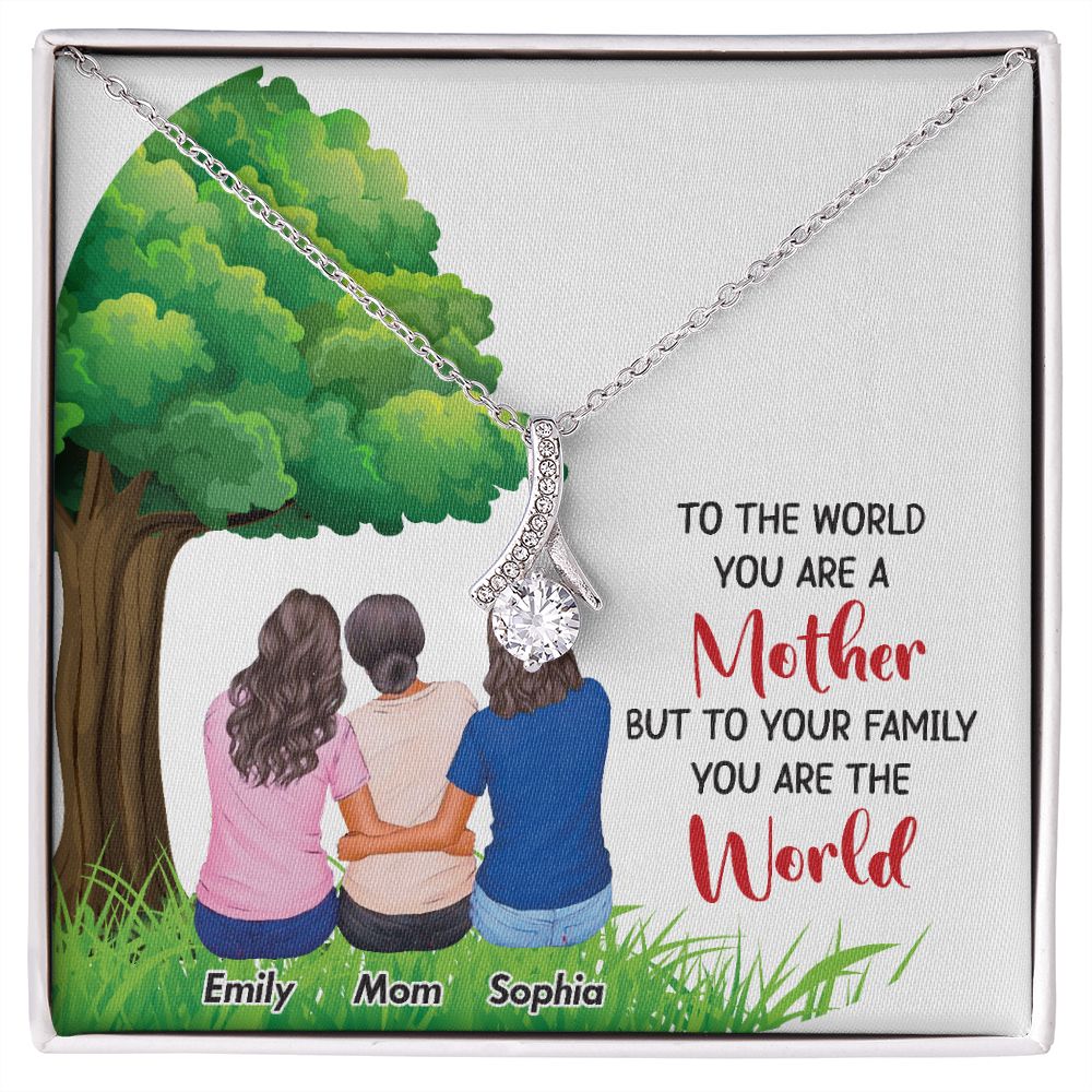 To The World You Are a Mother Alluring Ribbon Necklace-Express Your Love Gifts