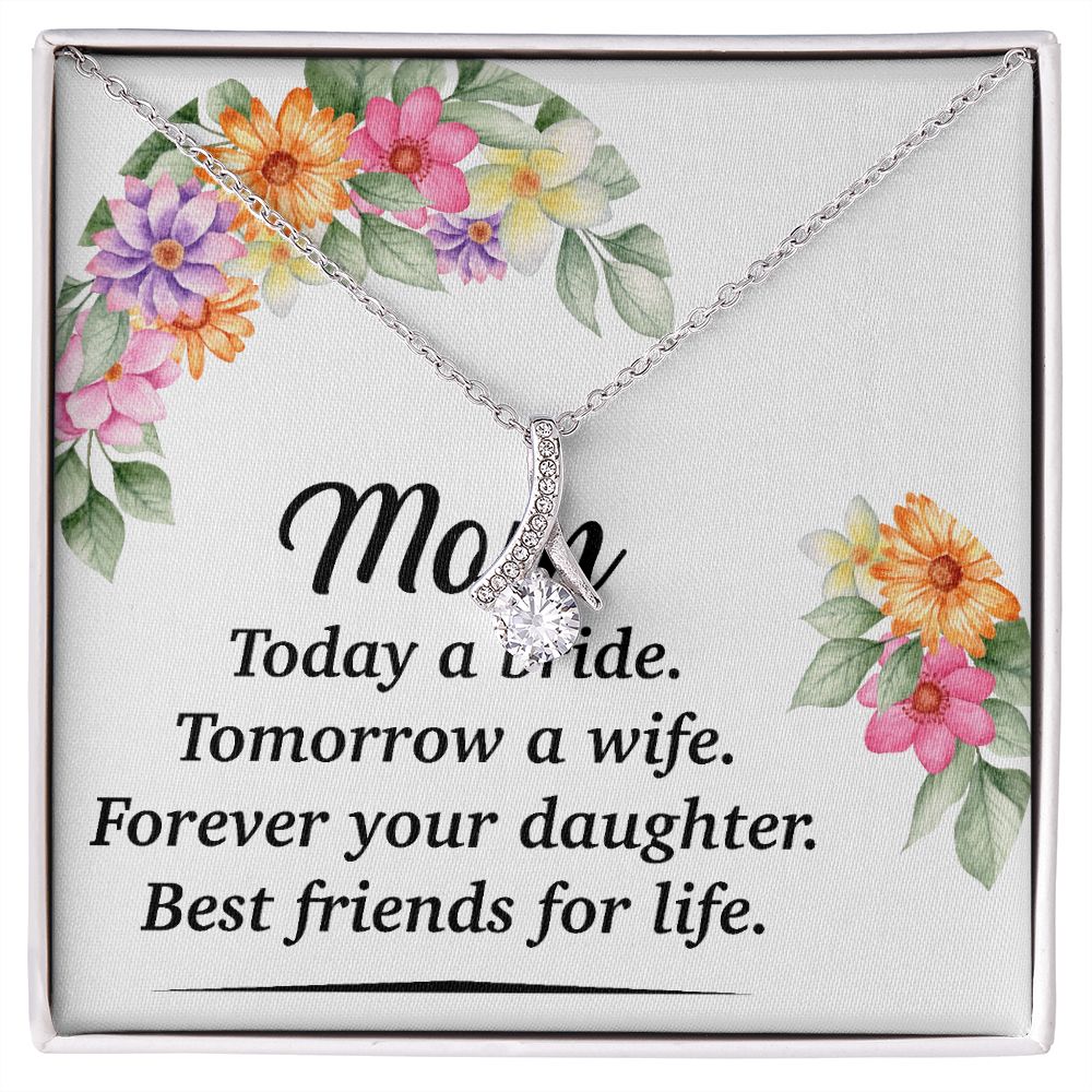 Mom Bestfriend For Life Alluring Ribbon Necklace-Express Your Love Gifts