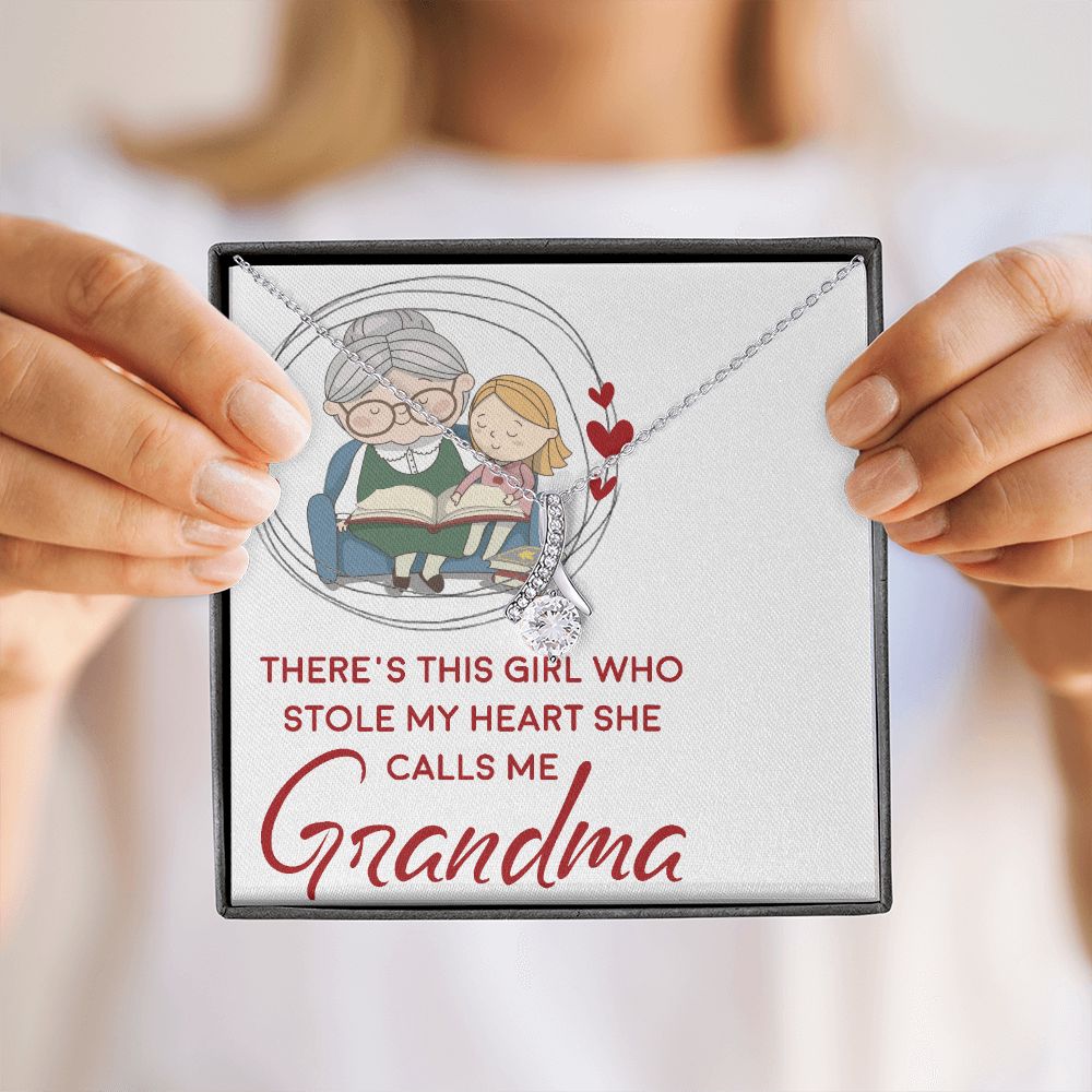 Girl Stole My Haert Calls Me Grandma Alluring Ribbon Necklace-Express Your Love Gifts
