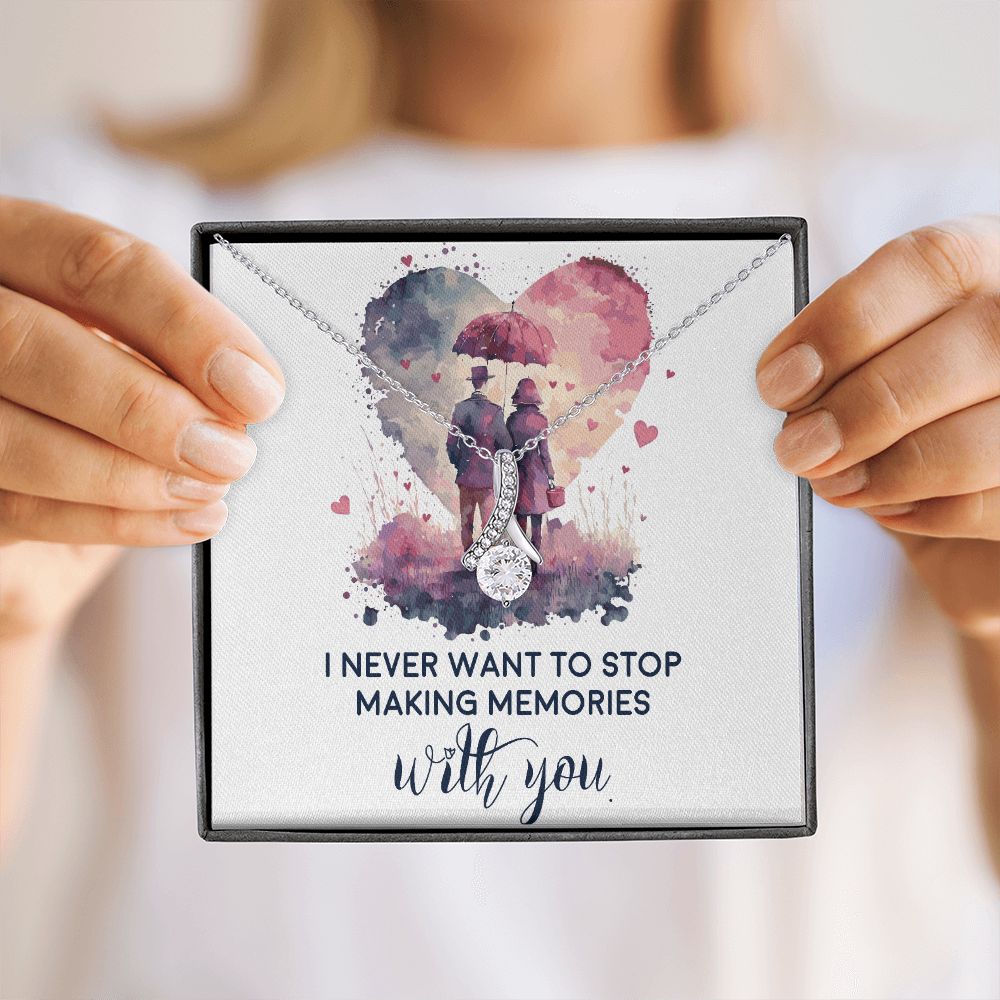 Never Stop Making Memories Alluring Ribbon Necklace-Express Your Love Gifts